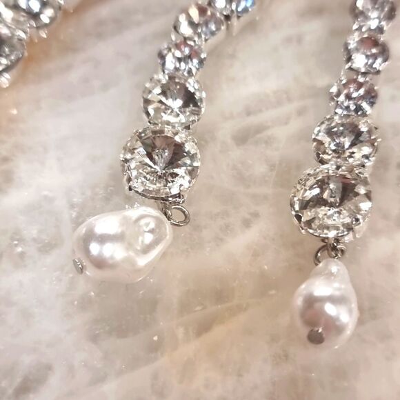 Zara Silver and Pearl Drop Earrings - Picture 8 of 10